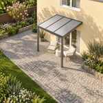 Terrassenüberdachung Plus 3 x 2,5 Meter Anthrazit Opal Polycarbonat moderne Rinne – Dachansicht