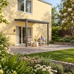 Terrassenüberdachung Plus 3 x 2,5 Meter Anthrazit Opal Polycarbonat moderne Rinne – Gartenleben