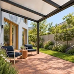 Terrassenüberdachung Plus 3 x 2,5 Meter Mattschwarz Opal Polycarbonat moderne Rinne – Unteransicht