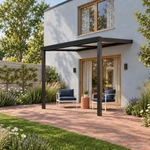 Terrassenüberdachung Plus 3 x 2,5 Meter Mattschwarz Opal Polycarbonat moderne Rinne – Seitenansicht