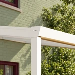 Terrassenüberdachung Plus 3,03 x 2,5 Meter Mattweiß Opal-Polycarbonat moderne Rinne – Rinnendetail