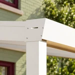 Terrassenüberdachung Plus 3,03 x 2,5 Meter Mattweiß Opal-Polycarbonat moderne Rinne – Verbindungsdetail