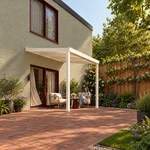 Terrassenüberdachung Plus 3,03 x 2,5 Meter Mattweiß Opal-Polycarbonat moderne Rinne – Gartenleben