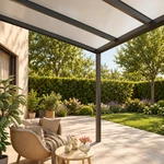 Terrassenüberdachung Plus 3 x 3 Meter Anthrazit Opal Polycarbonat moderne Rinne – Untersicht