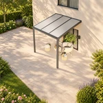Terrassenüberdachung Plus 3 x 3 Meter Anthrazit Opal Polycarbonat moderne Rinne – Dachansicht