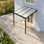 Terrassenüberdachung Plus 3 x 3 Meter Mattschwarz opales Polycarbonat moderne Rinne – Dachansicht