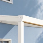 Terrassenüberdachung Plus 3 x 3 Meter Mattweiß opales Polycarbonat moderne Rinne – Rinnendetail