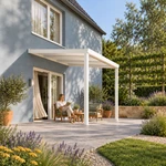 Terrassenüberdachung Plus 3 x 3 Meter Mattweiß opales Polycarbonat moderne Rinne – Gartenleben