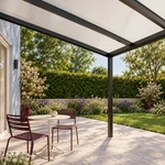 Terrassenüberdachung Plus 3 x 3,5 Meter Mattschwarz opales Polycarbonat moderne Rinne – Unteransicht