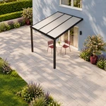 Terrassenüberdachung Plus 3 x 3,5 Meter Mattschwarz opales Polycarbonat moderne Rinne – Dachansicht