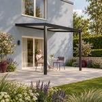 Terrassenüberdachung Plus 3 x 3,5 Meter Mattschwarz opales Polycarbonat moderne Rinne – Gartenblick
