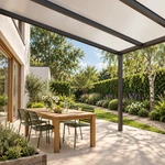 Terrassenüberdachung Plus 3 x 4 Meter Anthrazit Opal Polycarbonat moderne Rinne – Unteransicht