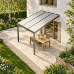 Terrassenüberdachung Plus 3 x 4 Meter Anthrazit Opal Polycarbonat moderne Rinne – Dachansicht
