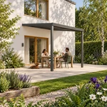 Terrassenüberdachung Plus 3 x 4 Meter Anthrazit Opal Polycarbonat moderne Rinne – Gartenleben