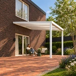Terrassenüberdachung Plus 3,03 x 4 Meter Mattweiß Opal-Polycarbonat moderne Rinne – Gartenleben