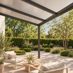 Terrassenüberdachung Plus 4 x 2,5 Meter Anthrazit Opal Polycarbonat moderne Rinne – Unteransicht