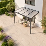 Terrassenüberdachung Plus 4 x 2,5 Meter Anthrazit Opal Polycarbonat moderne Rinne – Dachansicht