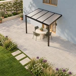 Terrassenüberdachung Plus 4 x 2,5 Meter Mattschwarz opales Polycarbonat moderne Rinne – Dachansicht