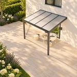 Terrassenüberdachung Plus 4 x 3 Meter Anthrazit Opal Polycarbonat moderne Rinne – Dachansicht