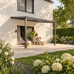 Terrassenüberdachung Plus 4 x 3 Meter Anthrazit Opal Polycarbonat moderne Rinne – Gartenleben