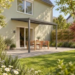 Terrassenüberdachung Plus 4 x 3,5 Meter Anthrazit Opal Polycarbonat moderne Rinne – Gesamtansicht