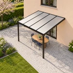 Terrassenüberdachung Plus 4 x 3,5 Meter Mattschwarz Opal Polycarbonat moderne Rinne – Dachansicht