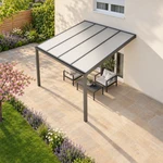 Terrassenüberdachung Plus 4 x 4 Meter Anthrazit Opal Polycarbonat moderne Rinne – Dachansicht