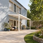 Terrassenüberdachung Plus 5,03 x 2,5 Meter Mattweiß Opal-Polycarbonat moderne Rinne – Gartenleben