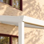 Terrassenüberdachung Plus 5,03 x 3 Meter Mattweiß Opal-Polycarbonat moderne Rinne – Rinnendetail