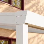 Terrassenüberdachung Plus 5,03 x 3 Meter Mattweiß Opal-Polycarbonat moderne Rinne – Verbindungsdetail