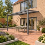 Terrassenüberdachung Plus 5,03 x 3,5 Meter Anthrazit Opal-Polycarbonat moderne Rinne – Seitenansicht