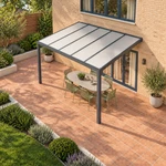 Terrassenüberdachung Plus 5,03 x 3,5 Meter Anthrazit Opal-Polycarbonat moderne Rinne – Dachansicht