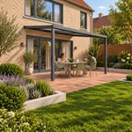Terrassenüberdachung Plus 5,03 x 3,5 Meter Anthrazit Opal-Polycarbonat moderne Rinne – Gartenleben