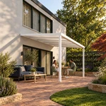 Terrassenüberdachung Plus 5,03 x 3,5 Meter Mattweiß Opal-Polycarbonat moderne Rinne – Gartenleben