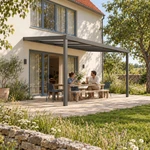 Terrassenüberdachung Plus 5,03 x 4,0 Meter Anthrazit Opal-Polycarbonat moderne Rinne – Gartenleben