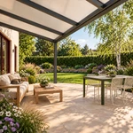 Terrassenüberdachung Plus 6 x 2,5 Meter Anthrazit opales Polycarbonat moderne Rinne – Gartenblick