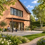 Terrassenüberdachung Plus 6 x 2,5 Meter Mattschwarz opales Polycarbonat moderne Rinne – Gartenleben