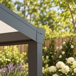 Terrassenüberdachung Plus 6 x 3 Meter Anthrazit Opal Polycarbonat moderne Rinne – Detail