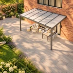 Terrassenüberdachung Plus 6 x 3 Meter Anthrazit Opal Polycarbonat moderne Rinne – Dachansicht