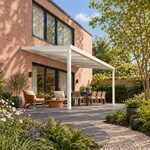 Terrassenüberdachung Plus 6,03 x 3 Meter Mattweiß Opal-Polycarbonat moderne Rinne – Gartenblick