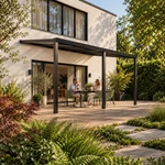 Terrassenüberdachung Plus 6,03 x 3,5 Meter Mattschwarz Opal-Polycarbonat moderne Rinne – Gartenleben