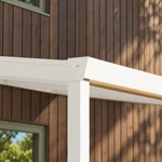 Terrassenüberdachung Plus 6,03 x 3,5 Meter Mattweiß Opal-Polycarbonat moderne Rinne – Rinnendetail