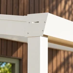 Terrassenüberdachung Plus 6,03 x 3,5 Meter Mattweiß Opal-Polycarbonat moderne Rinne – Verbindungsdetail
