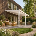 Terrassenüberdachung Plus 6,03 x 3,5 Meter Mattweiß Opal-Polycarbonat moderne Rinne – Gartenleben