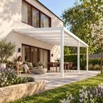Terrassenüberdachung Plus 6,03 x 4,0 Meter Mattweiß Opal-Polycarbonat moderne Rinne – Gartenleben
