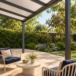 Terrassenüberdachung Plus 7 x 2,5 Meter Anthrazit opales Polycarbonat moderne Rinne – Unteransicht