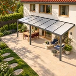 Terrassenüberdachung Plus 7 x 2,5 Meter Anthrazit opales Polycarbonat moderne Rinne – Dachansicht