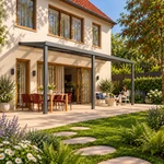 Terrassenüberdachung Plus 7 x 2,5 Meter Anthrazit opales Polycarbonat moderne Rinne – Gartenleben