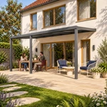 Terrassenüberdachung Plus 7 x 2,5 Meter Anthrazit opales Polycarbonat moderne Rinne – Gartenblick
