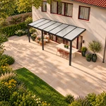 Terrassenüberdachung Plus 7 x 2,5 Meter Mattschwarz opales Polycarbonat moderne Rinne – Dachansicht